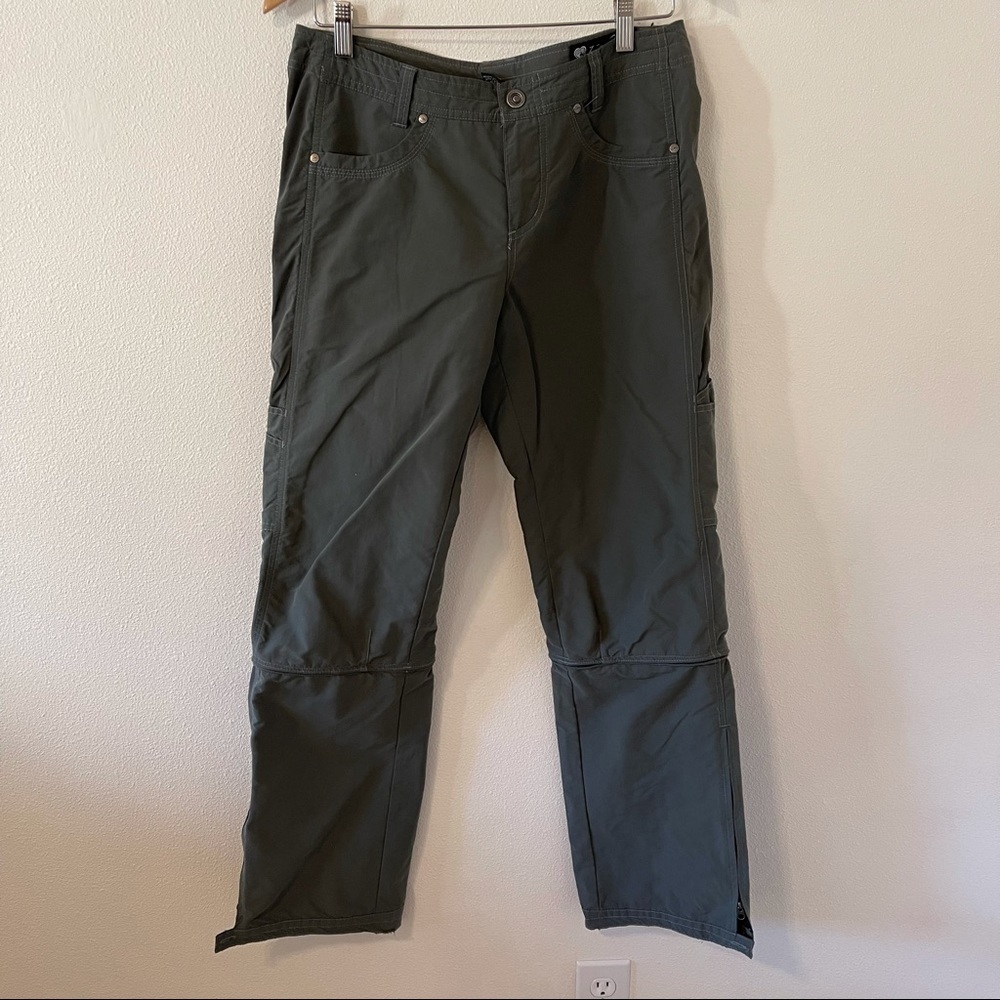 Kuhl Liberator Convertible Lightweight Hiking Pants Gray Green Zip Off-8 Reg